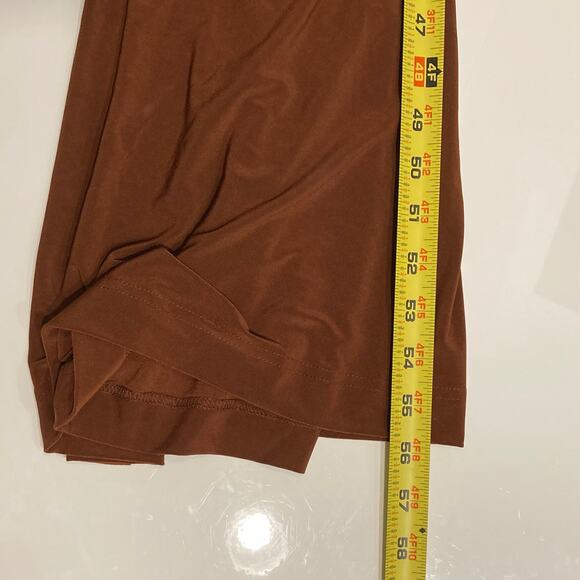 NWOT BEN DE LISI Dress US 6 Black Maxi Boat-Neck Cross Ruch Slit Side Stretch - Picture 13 of 14